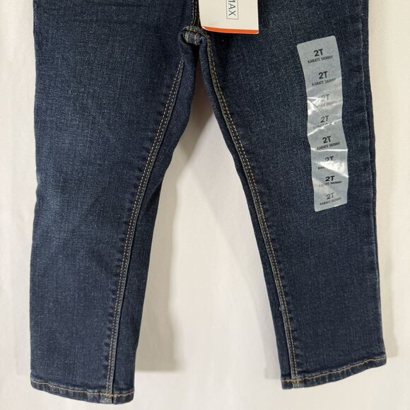 New Old Navy Karate Jeans Toddler 2T Dark Wash Denim Built In Flex Button Zip - Picture 3 of 10